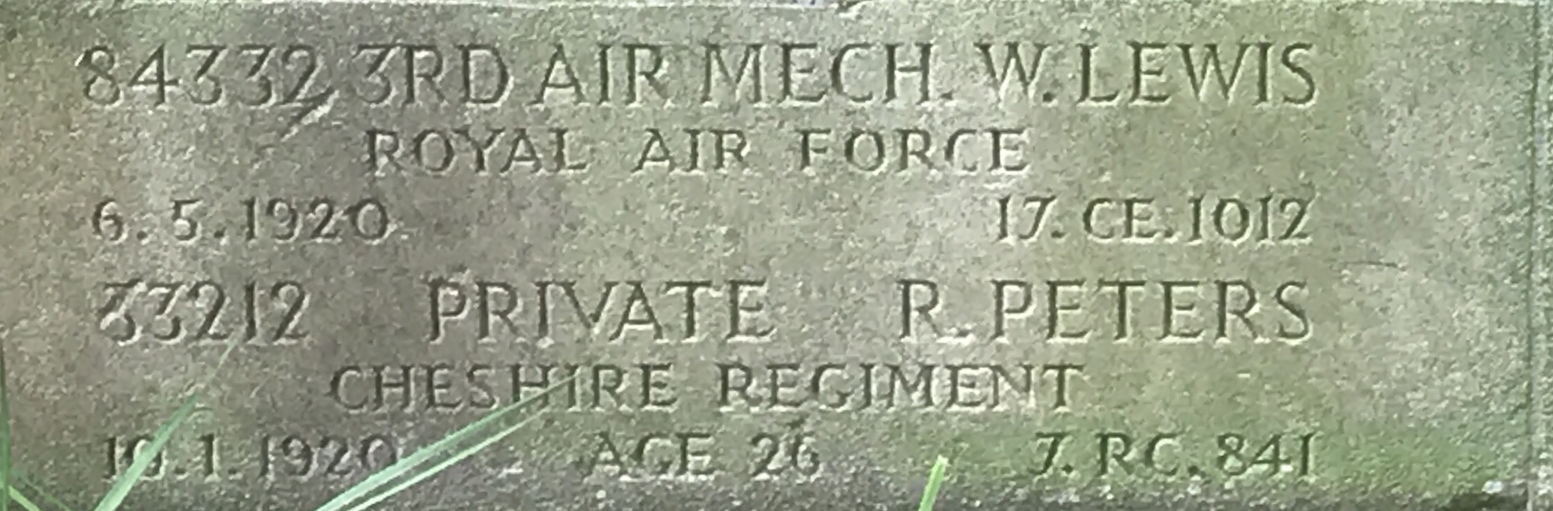 Pte R Peters 100120 UK