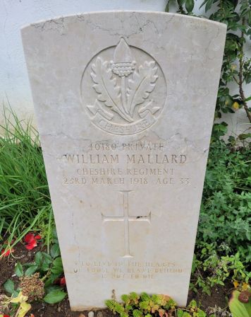 Pte W Mallard 230318 Arquata Scrivia Communal Cemetery Extension