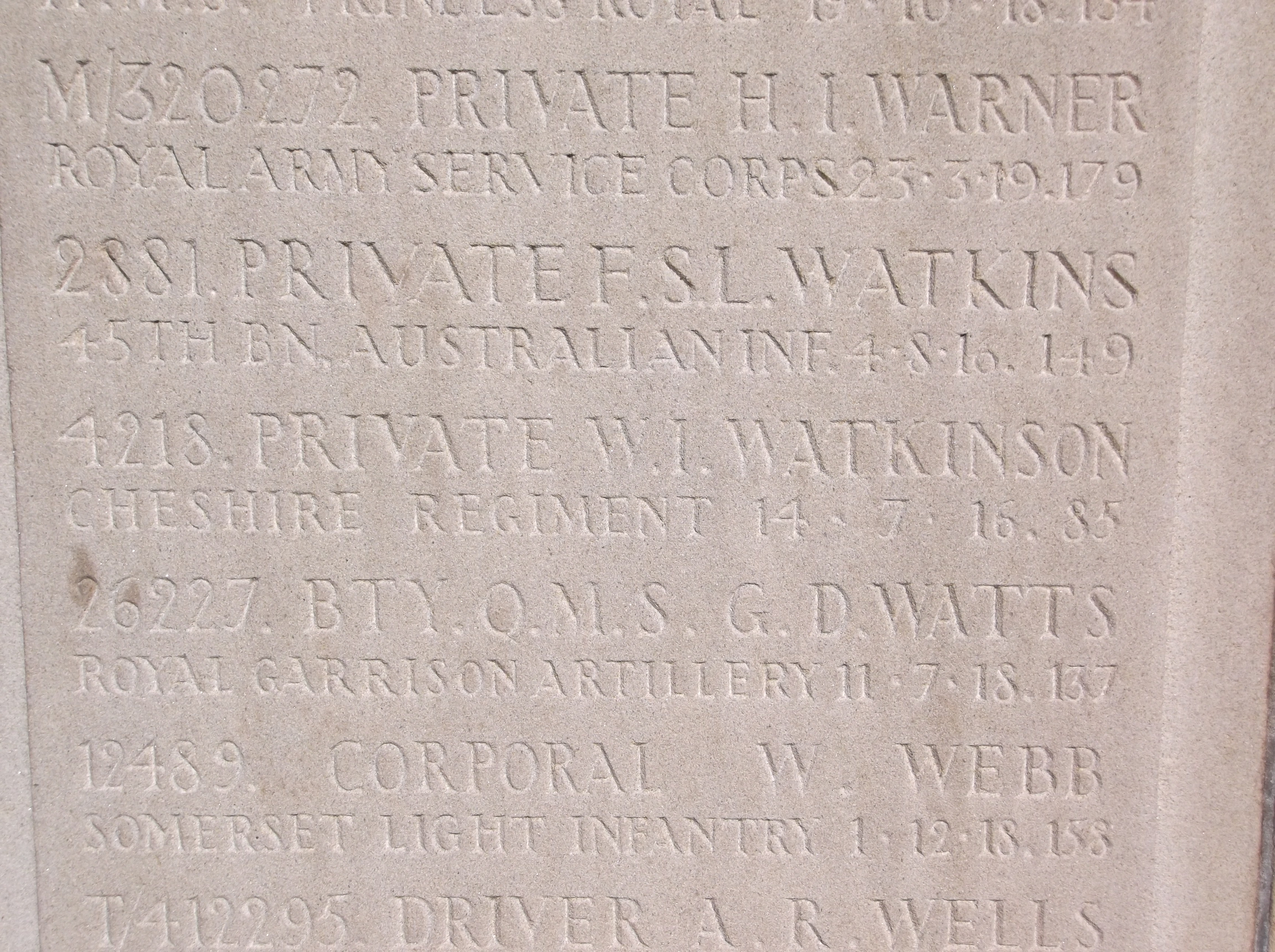 Pte WI Watkinson 140716 UK